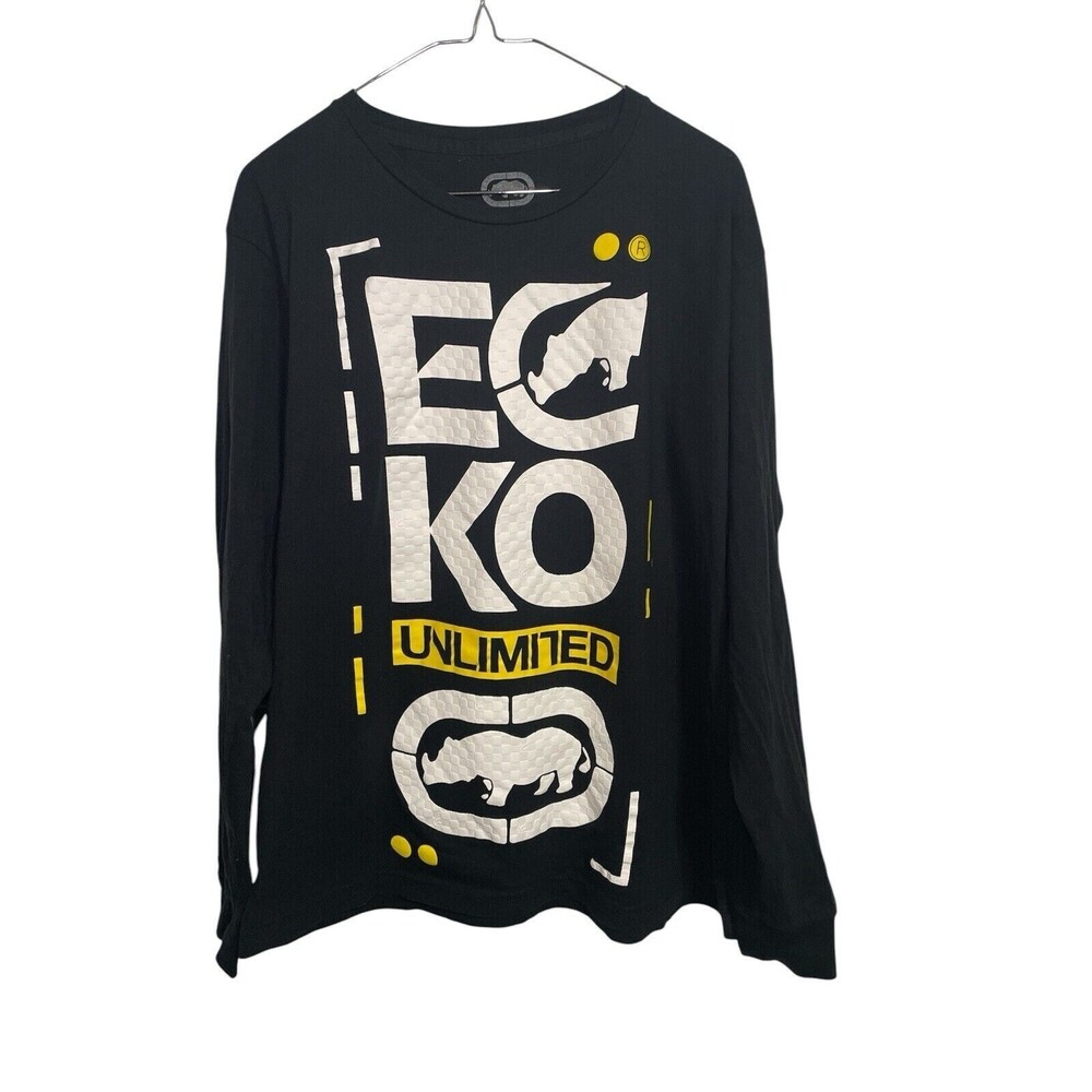 Ecko Unltd Y2K Mens T-Shirt Sz Large Gray Ecko Unlimited 1972 Rhino‎ Long Sleeve